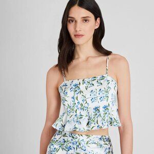 NWT Club Monaco Silk Charmeuse Cropped Flounce Tank